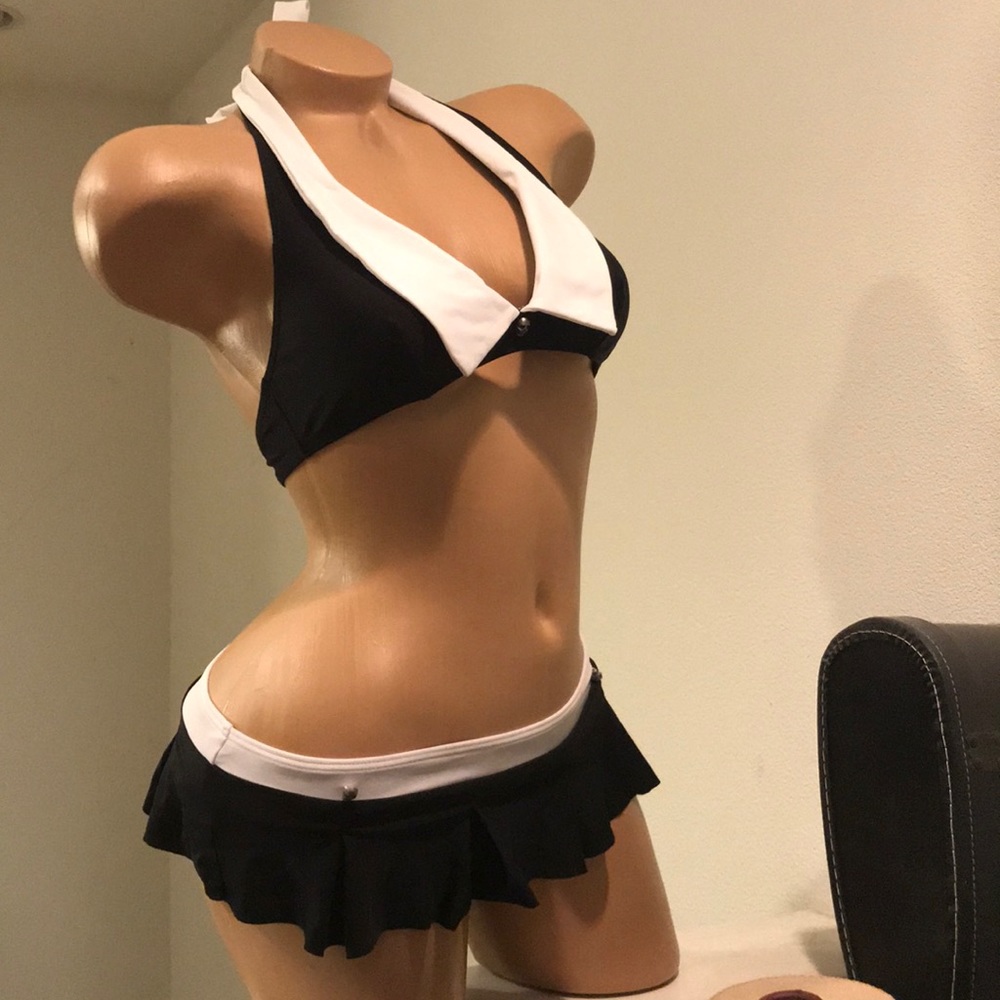 HOT TOPIC Retro Goth Emo Skull Cosplay Bikini Set